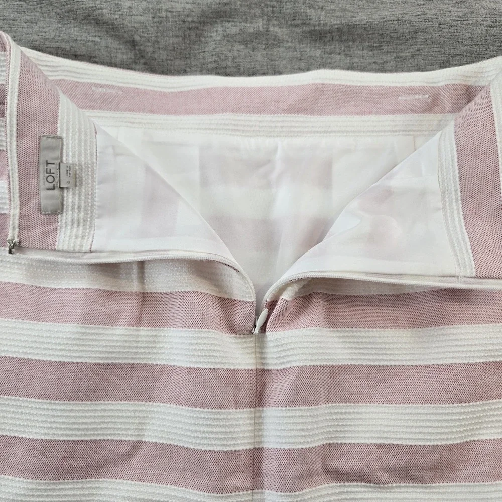 LOFT Women's A-line Knee Length Lined Skirt Back Zip Vented‎ Pink White Size 4